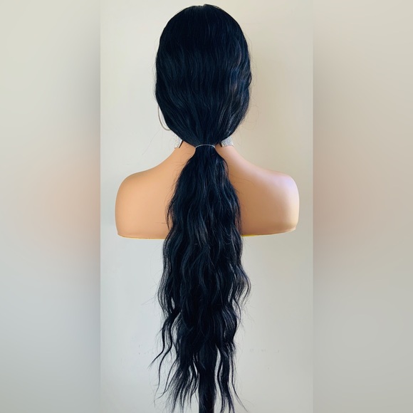 Long Black Loose Wave Premium Fiber Lace Front Wig for Daily Wear/Cosplay/Events - Picture 7 of 12